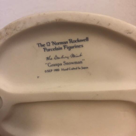 1980 Norman Rockwell Grandpa Snowman Danbury Mint Ceramic Holiday Home Decor - Picture 8 of 10